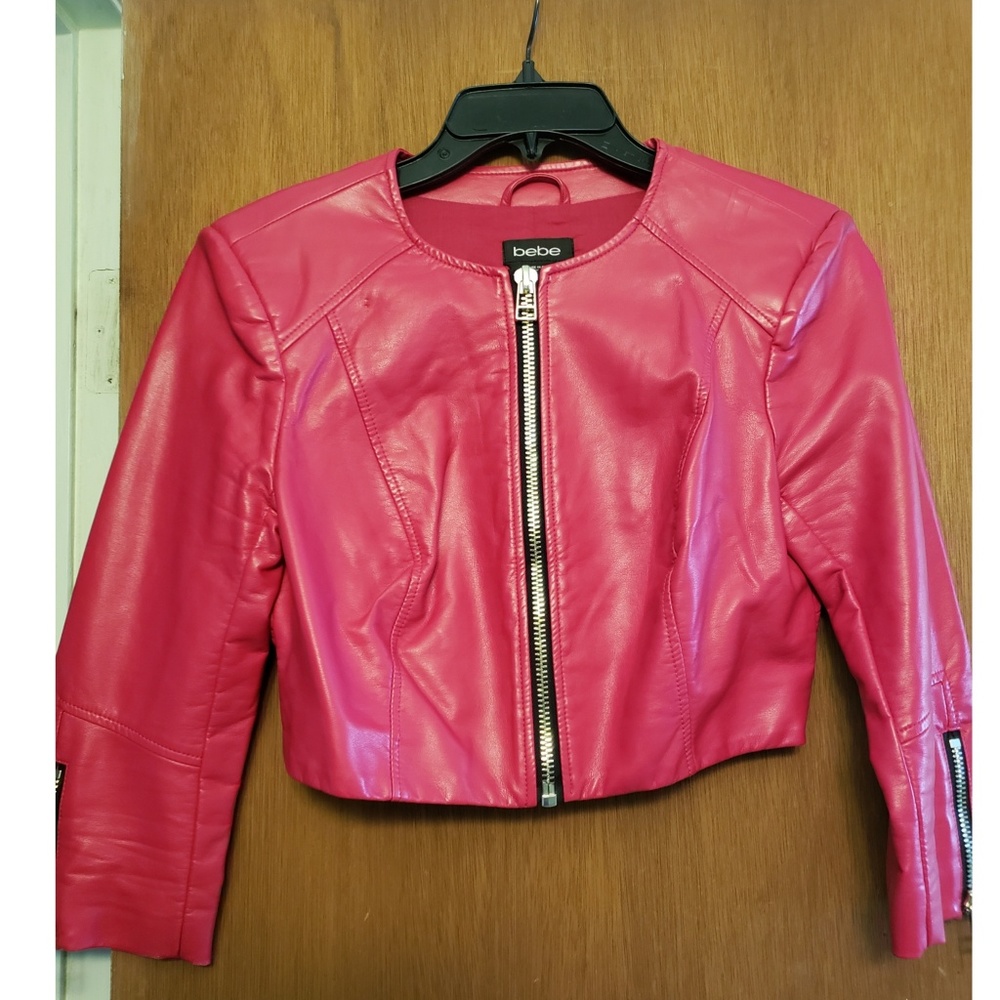 Cropped Red Leather jacket